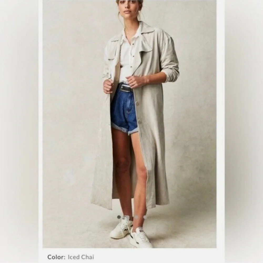 Free People x Blank NYC Vegan Suede Trench Iced Chai size large